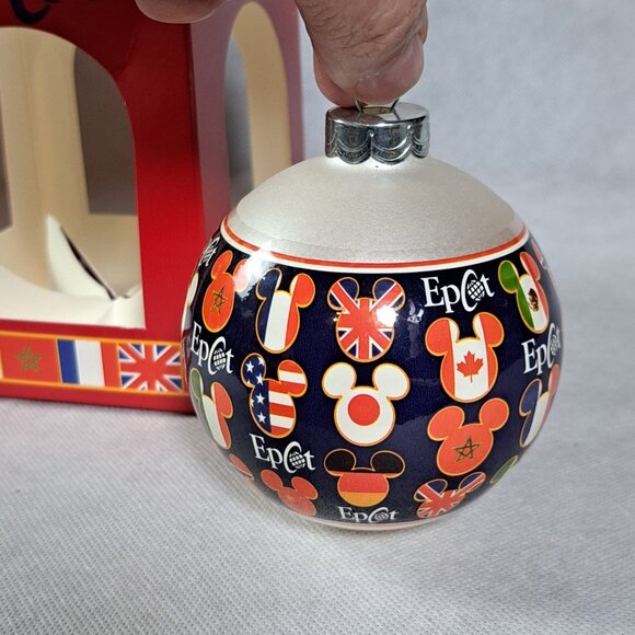 Disney Parks Epcot World Showcase Christmas Glass Ornament Mickey Countries - Picture 2 of 16